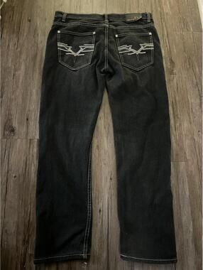 Denim Culture Men’s Straight Black Jeans 34x30 Grunge